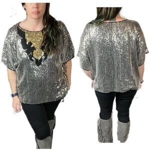 Vintage Mark & John II sequin beaded evening shirt